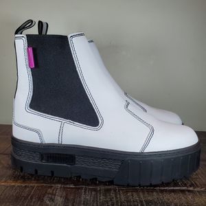 Puma Mayze Pop Womens Size 9 Chelsea Boots White Black 384549-01